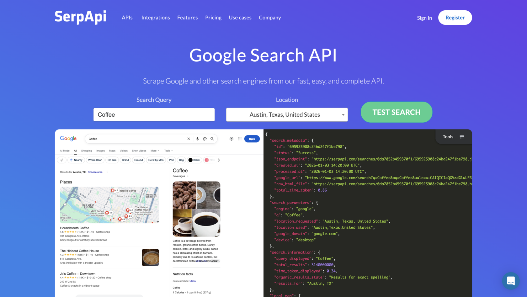 Serper — interface or sample output